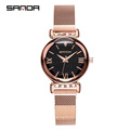 SANDA 1001 Women Fashion Quartz Mesh Strap Watches Charm Ladies Stainless Steel Dress Bracelet Wristwatch